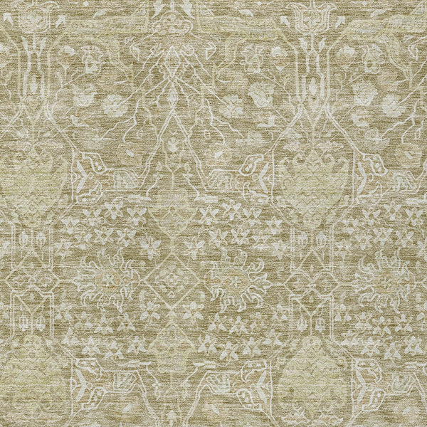 Homeroots 3' Artichoke Green And Ivory Floral Area Rug – Stylish, Washable, Indoor/Outdoor Design For Any Space 8' X 10' Polyester 604686