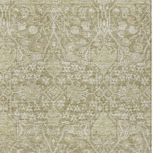Homeroots 3' Artichoke Green And Ivory Floral Area Rug – Stylish, Washable, Indoor/Outdoor Design For Any Space 9' X 12' Polyester 604687