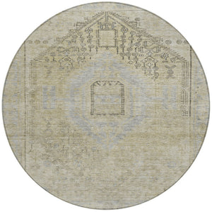 Homeroots 3' Stylish Pink And Sky Blue Oriental Washable Area Rug For Indoor And Outdoor Spaces, Durable Design 8' Round Polyester 604697