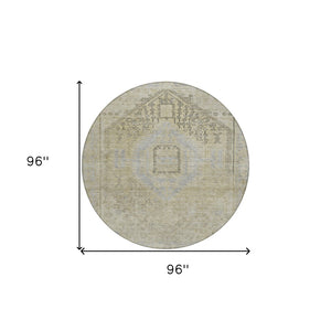 Homeroots 3' Stylish Pink And Sky Blue Oriental Washable Area Rug For Indoor And Outdoor Spaces, Durable Design 8' Round Polyester 604697