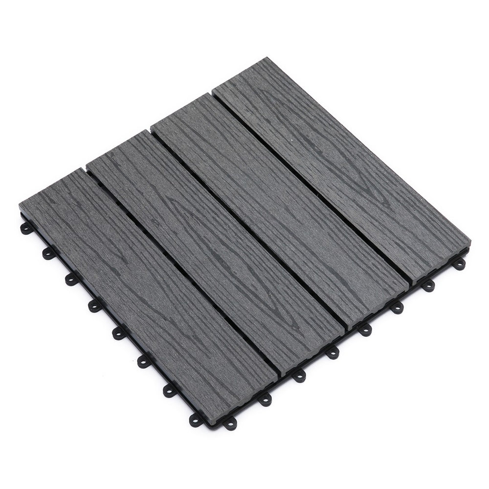 English Elm Outsunny Composite Interlocking Patio Tiles Wood Look Outdoor Flooring for Balcony Porch W2225P174539