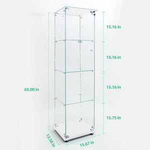 English Elm Tempered Glass Display Cabinet With Bluetooth Led Lights - Modern White Storage & Wine Unit, Secured W3155P268112-GIGA