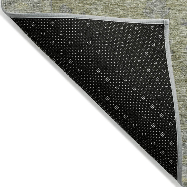 HomeRoots 5' Artichoke Green and Gray Oriental Area Rug - Stylish, Washable Design for Indoor and Outdoor Spaces 5' X 8' 604702