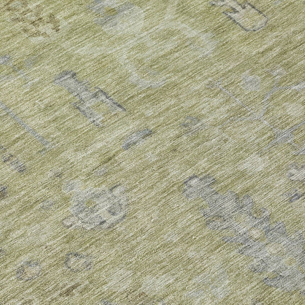 HomeRoots 5' Artichoke Green and Gray Oriental Area Rug - Stylish, Washable Design for Indoor and Outdoor Spaces 8' Round 604703