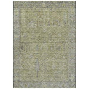 HomeRoots 5' Artichoke Green and Gray Oriental Area Rug - Stylish, Washable Design for Indoor and Outdoor Spaces 8' X 10' 604704