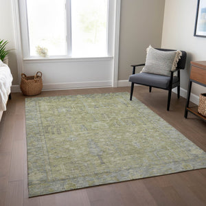 HomeRoots 5' Artichoke Green and Gray Oriental Area Rug - Stylish, Washable Design for Indoor and Outdoor Spaces 8' X 10' 604704