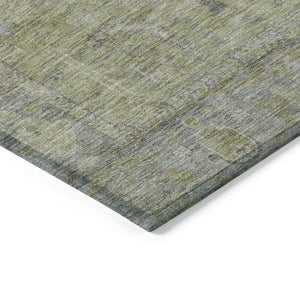 HomeRoots 9' X 12' Artichoke Green & Gray Oriental Washable Area Rug for Indoor/Outdoor Style & Durability 604705