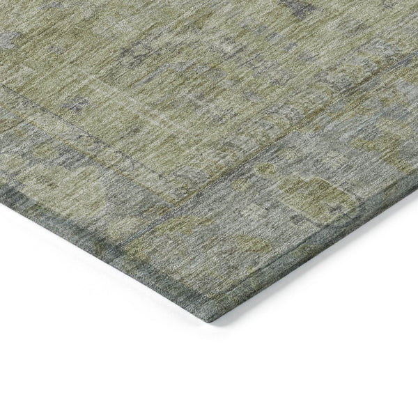 HomeRoots 9' X 12' Artichoke Green & Gray Oriental Washable Area Rug for Indoor/Outdoor Style & Durability 604705