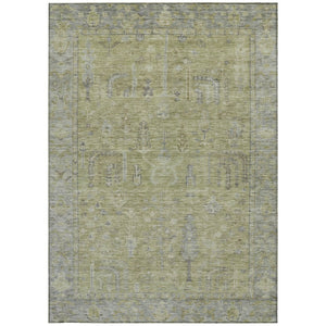 HomeRoots 5' Artichoke Green and Gray Oriental Area Rug - Stylish, Washable Design for Indoor and Outdoor Spaces 10' X 14' 604706