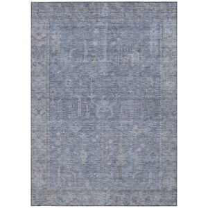 HomeRoots 5' Denim Blue and Gray Oriental Area Rug - Stylish, Durable, and Washable for Indoor/Outdoor Use 5' X 8' 604714