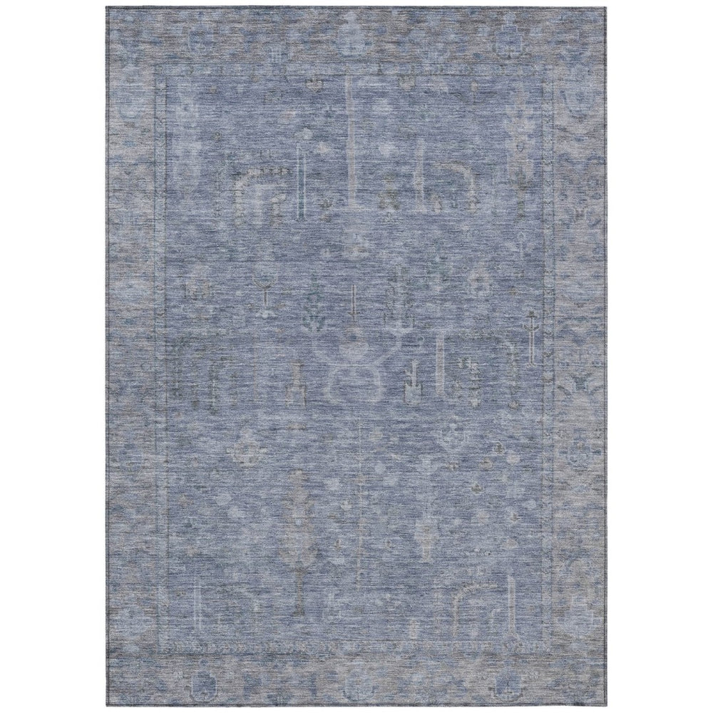 HomeRoots 9' Denim Blue and Gray Oriental Washable Area Rug - Stylish, Durable, Indoor/Outdoor Comfort Solution 604717