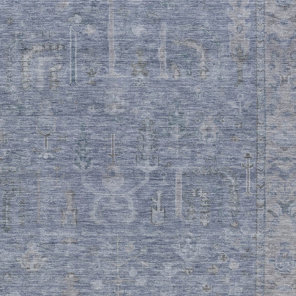 HomeRoots 9' Denim Blue and Gray Oriental Washable Area Rug - Stylish, Durable, Indoor/Outdoor Comfort Solution 604717