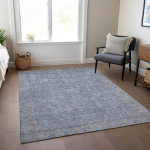 HomeRoots 9' Denim Blue and Gray Oriental Washable Area Rug - Stylish, Durable, Indoor/Outdoor Comfort Solution 604717