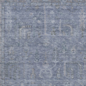 HomeRoots 5' Denim Blue and Gray Oriental Area Rug - Stylish, Durable, and Washable for Indoor/Outdoor Use 10' X 14' 604718