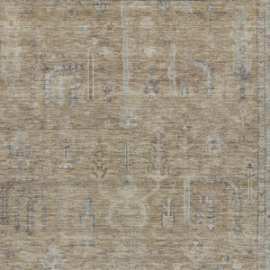 HomeRoots 5' Elegant Tan Gray Brown Oriental Washable Area Rug for Indoor Outdoor Spaces - Durable Style! 5' X 8' 604720