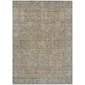 HomeRoots 5' Elegant Tan Gray Brown Oriental Washable Area Rug for Indoor Outdoor Spaces - Durable Style! 8' X 10' 604722