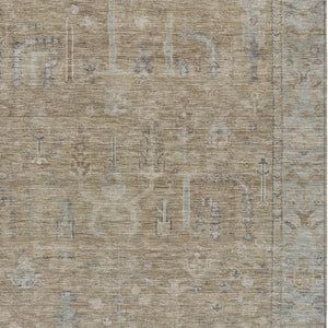 HomeRoots 5' Elegant Tan Gray Brown Oriental Washable Area Rug for Indoor Outdoor Spaces - Durable Style! 8' X 10' 604722