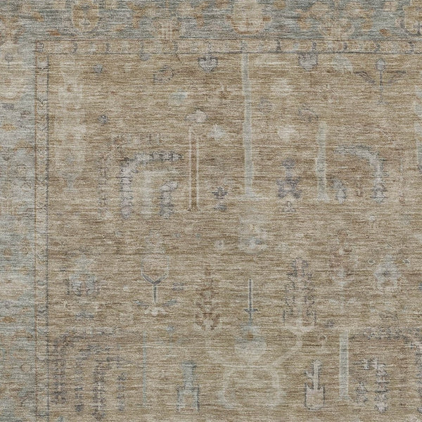 HomeRoots 9' Indoor Outdoor Tan Gray Brown Oriental Area Rug - Stylish, Durable, Washable, Perfect for High-Traffic Spaces! 604723