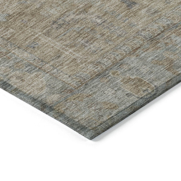 HomeRoots 5' Elegant Tan Gray Brown Oriental Washable Area Rug for Indoor Outdoor Spaces - Durable Style! 10' X 14' 604724