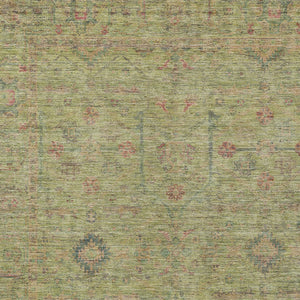 Homeroots 3' Stylish Floral Washable Area Rug In Artichoke Green, Pink & Tan For Indoor/Outdoor Spaces 5' X 8' Polyester 604732