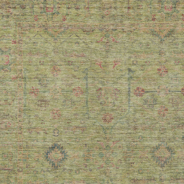 Homeroots 3' Stylish Floral Washable Area Rug In Artichoke Green, Pink & Tan For Indoor/Outdoor Spaces 5' X 8' Polyester 604732