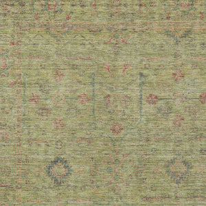 Homeroots 3' Stylish Floral Washable Area Rug In Artichoke Green, Pink & Tan For Indoor/Outdoor Spaces 9' X 12' Polyester 604735