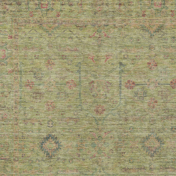 Homeroots 3' Stylish Floral Washable Area Rug In Artichoke Green, Pink & Tan For Indoor/Outdoor Spaces 9' X 12' Polyester 604735