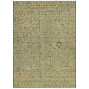 Homeroots 3' Stylish Floral Washable Area Rug In Artichoke Green, Pink & Tan For Indoor/Outdoor Spaces 10' X 14' Polyester 604736