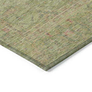 Homeroots 3' Stylish Floral Washable Area Rug In Artichoke Green, Pink & Tan For Indoor/Outdoor Spaces 10' X 14' Polyester 604736