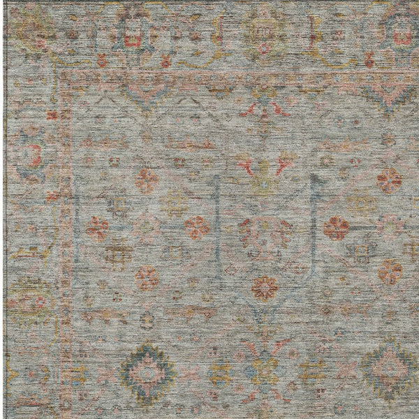 Homeroots 3' Stylish Floral Washable Area Rug In Artichoke Green, Pink & Tan For Indoor/Outdoor Spaces 3' X 5' Polyester 604737