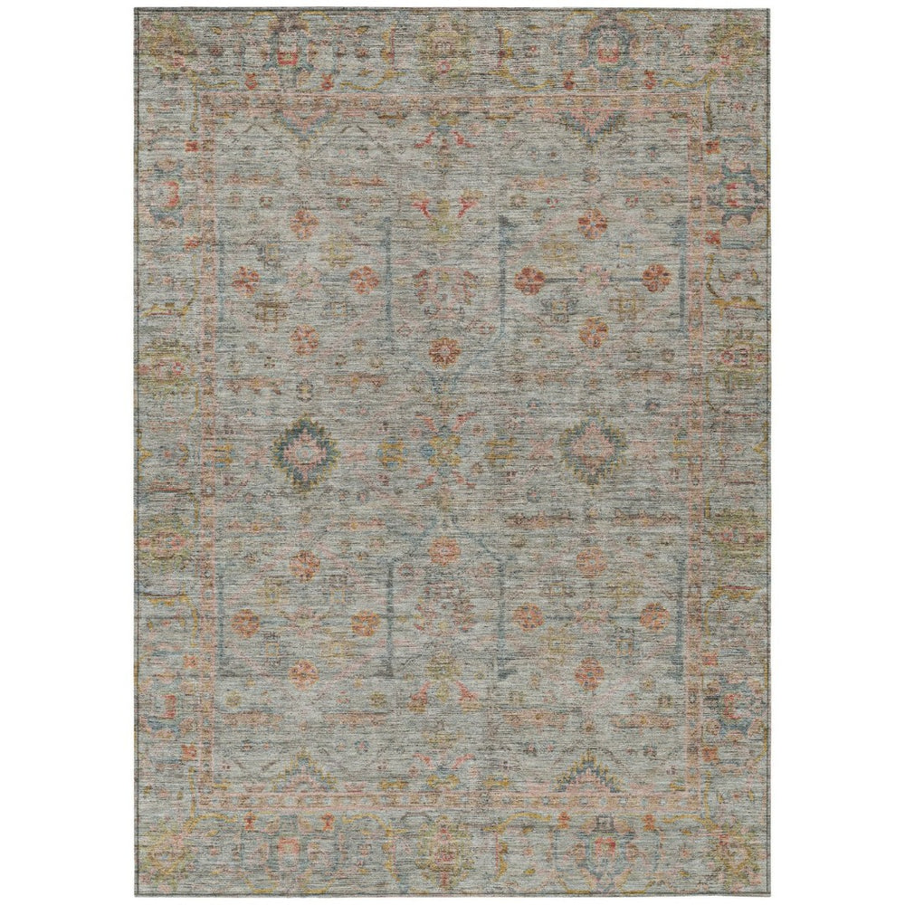 HomeRoots 5' Floral Indoor Outdoor Area Rug in Taupe & Terra Cotta - Durable, Washable & Stylish for Any Space 5' X 8' 604738