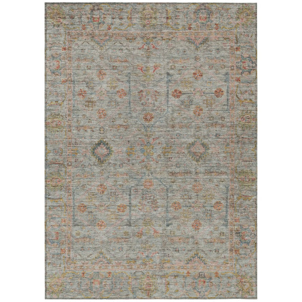 HomeRoots 5' Floral Indoor Outdoor Area Rug in Taupe & Terra Cotta - Durable, Washable & Stylish for Any Space 5' X 8' 604738