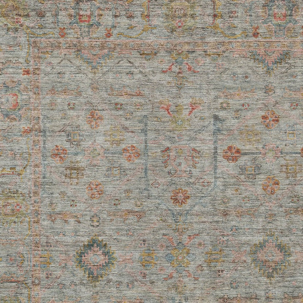 Homeroots 3' Stylish Floral Washable Area Rug In Artichoke Green, Pink & Tan For Indoor/Outdoor Spaces 5' X 8' Polyester 604738