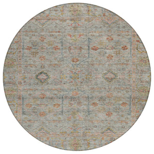 HomeRoots 5' Floral Indoor Outdoor Area Rug in Taupe & Terra Cotta - Durable, Washable & Stylish for Any Space 8' Round 604739