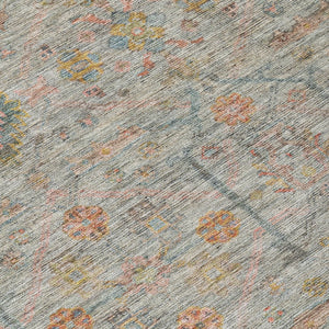 Homeroots 3' Stylish Floral Washable Area Rug In Artichoke Green, Pink & Tan For Indoor/Outdoor Spaces 8' Round Polyester 604739