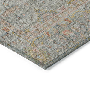 Homeroots 3' Stylish Floral Washable Area Rug In Artichoke Green, Pink & Tan For Indoor/Outdoor Spaces 8' X 10' Polyester 604740