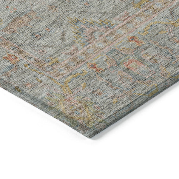 Homeroots 3' Stylish Floral Washable Area Rug In Artichoke Green, Pink & Tan For Indoor/Outdoor Spaces 9' X 12' Polyester 604741