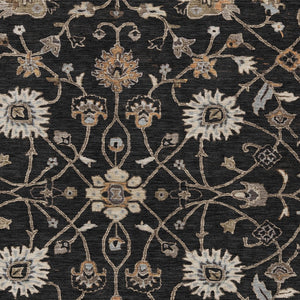 Homeroots 3' Black Brown And Ivory Floral Washable Rug – Perfect For Indoor And Outdoor Spaces, Durable Design 5' X 8' Polyester 604744
