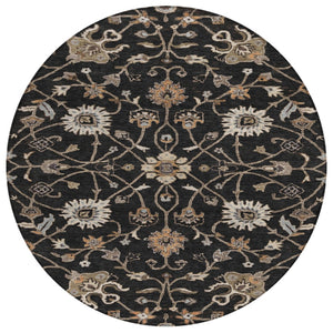 HomeRoots 5' Elegant Floral Washable Indoor/Outdoor Area Rug - Durable, Stain-Resistant, Stylish Design for All Spaces 8' Round 604745