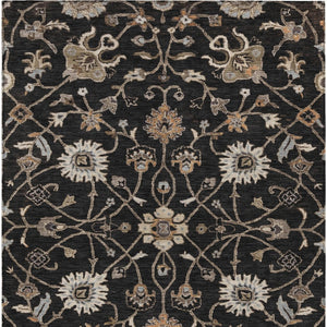 Homeroots 3' Black Brown And Ivory Floral Washable Rug – Perfect For Indoor And Outdoor Spaces, Durable Design 8' X 10' Polyester 604746