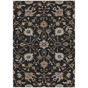 Homeroots 3' Black Brown And Ivory Floral Washable Rug – Perfect For Indoor And Outdoor Spaces, Durable Design 10' X 14' Polyester 604748