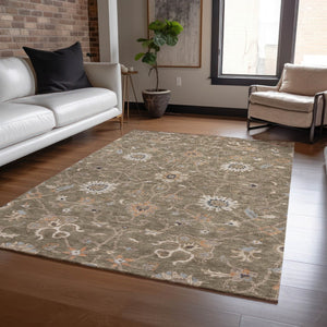 Homeroots 3' Black Brown And Ivory Floral Washable Rug – Perfect For Indoor And Outdoor Spaces, Durable Design 3' X 5' Polyester 604749