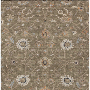 Homeroots 3' Black Brown And Ivory Floral Washable Rug – Perfect For Indoor And Outdoor Spaces, Durable Design 5' X 8' Polyester 604750