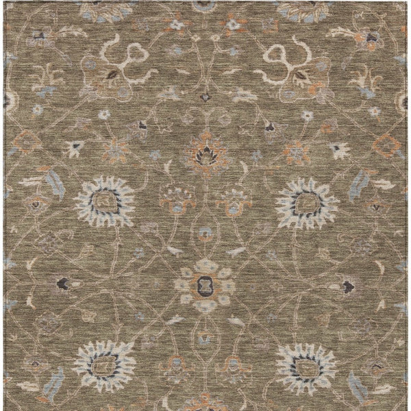 Homeroots 3' Black Brown And Ivory Floral Washable Rug – Perfect For Indoor And Outdoor Spaces, Durable Design 8' X 10' Polyester 604752