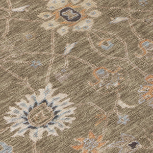 Homeroots 3' Black Brown And Ivory Floral Washable Rug – Perfect For Indoor And Outdoor Spaces, Durable Design 8' X 10' Polyester 604752