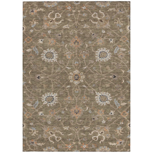 Homeroots 3' Black Brown And Ivory Floral Washable Rug – Perfect For Indoor And Outdoor Spaces, Durable Design 9' X 12' Polyester 604753