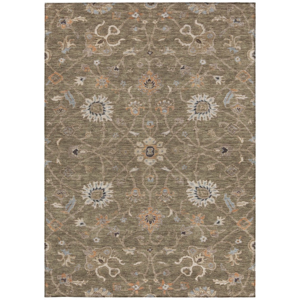 Homeroots 3' Black Brown And Ivory Floral Washable Rug – Perfect For Indoor And Outdoor Spaces, Durable Design 9' X 12' Polyester 604753