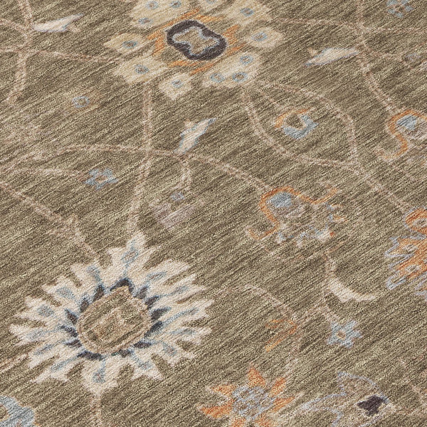 Homeroots 3' Black Brown And Ivory Floral Washable Rug – Perfect For Indoor And Outdoor Spaces, Durable Design 10' X 14' Polyester 604754