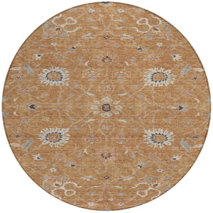 Homeroots 3' Black Brown And Ivory Floral Washable Rug – Perfect For Indoor And Outdoor Spaces, Durable Design 8' Round Polyester 604757
