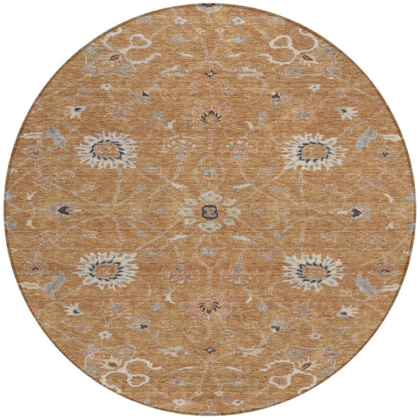 Homeroots 3' Black Brown And Ivory Floral Washable Rug – Perfect For Indoor And Outdoor Spaces, Durable Design 8' Round Polyester 604757